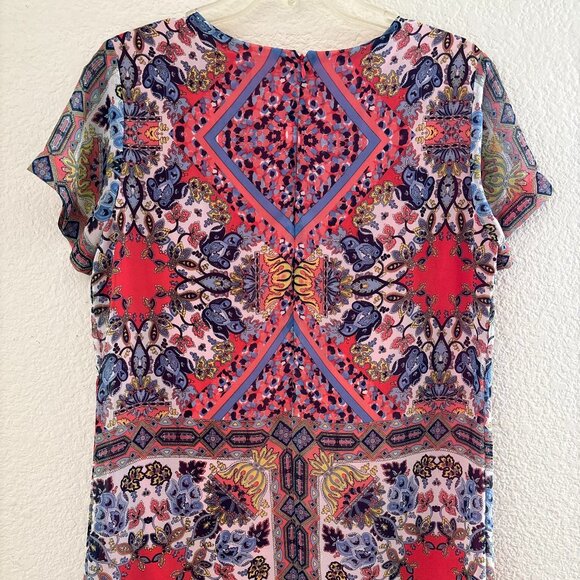 Lulus Sangria Coral Pink Tile Print Shift Dress SIZE LARGE - Picture 6 of 12